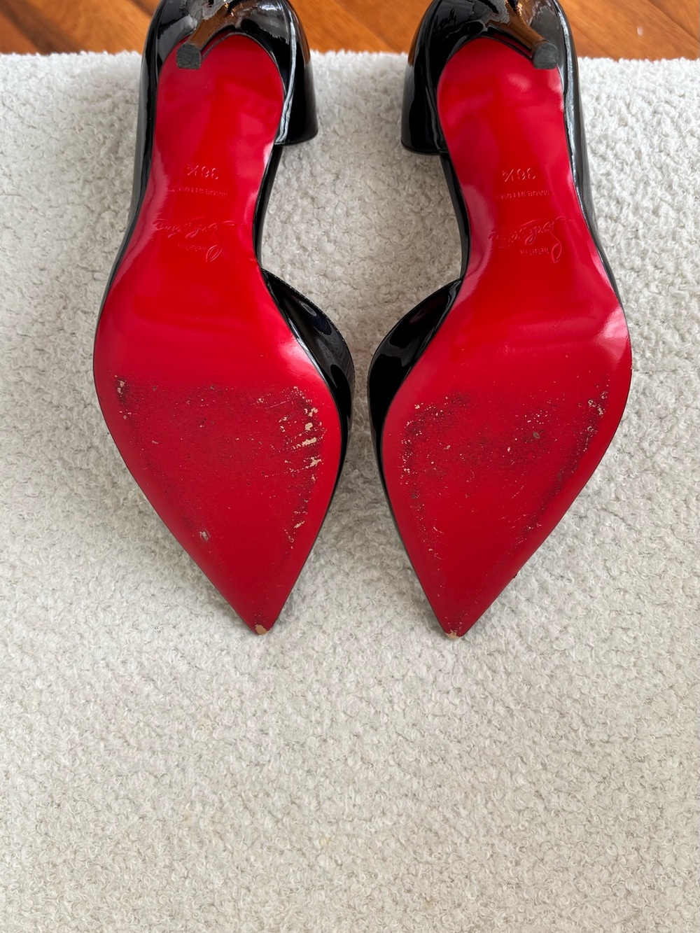 Christian Louboutin Black Patent Pointed Iriza 100mm - Picture 3 of 3